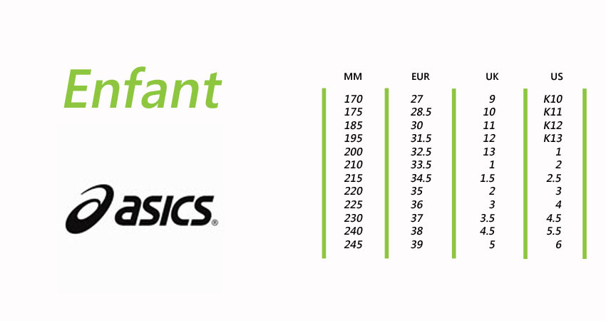 Correspondance taille 2025 chaussure asics